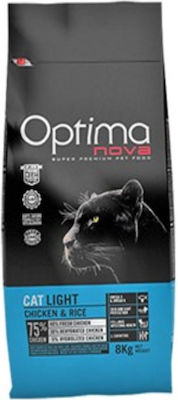 Optimanova Cat Light Dry Food for Adult Cats with Chicken / Rice 2kg