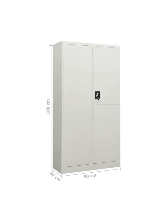 Двукрилен гардероб Метал с разделител и 5 рафтове Grey Light 90x40x180бр