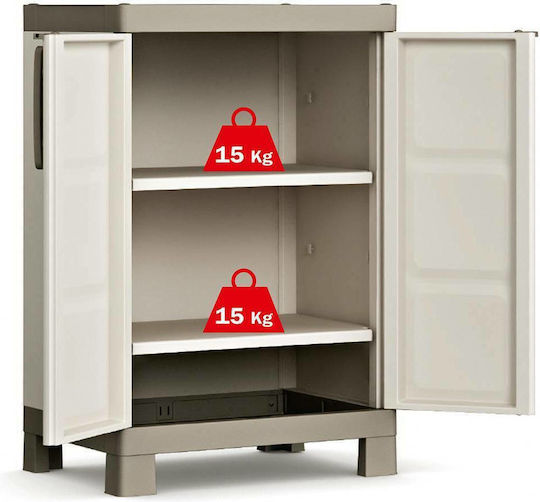 Double-leaf Excellence Low Outdoor Cabinet from Polypropylene with Locking Capability with 2 Shelves 65x45x97 cm