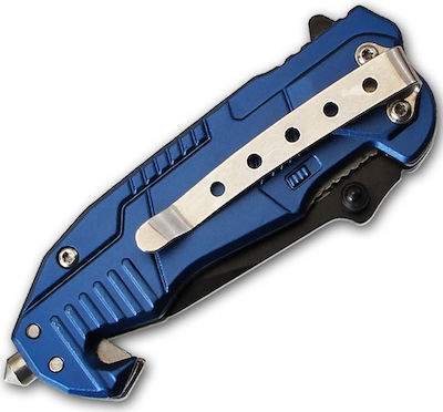 AlpinPro Pocket Knife Survival Blue with Blade made of Stainless Steel