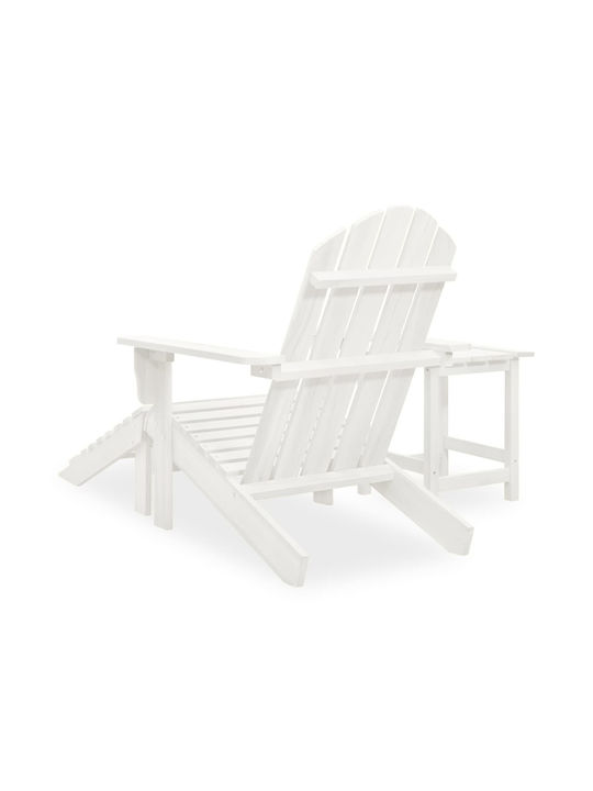 Liegestuhl Hölzernes Adirondack Weiß mit Tisch 2Stück 147.5x69.5x89.5cm.