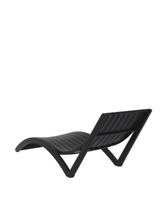 Șezlong Plastic Slim Negru 180x70x72 cm