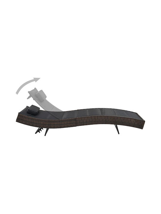 Liegestuhl Rattan mit Textilene-Stoff Braun 213x70x40cm.