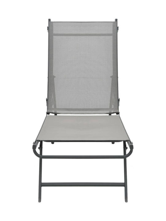 Șezlong Metal cu Țesătură Textilene Gri 2 Bucăți 180.5x53x32.5cm