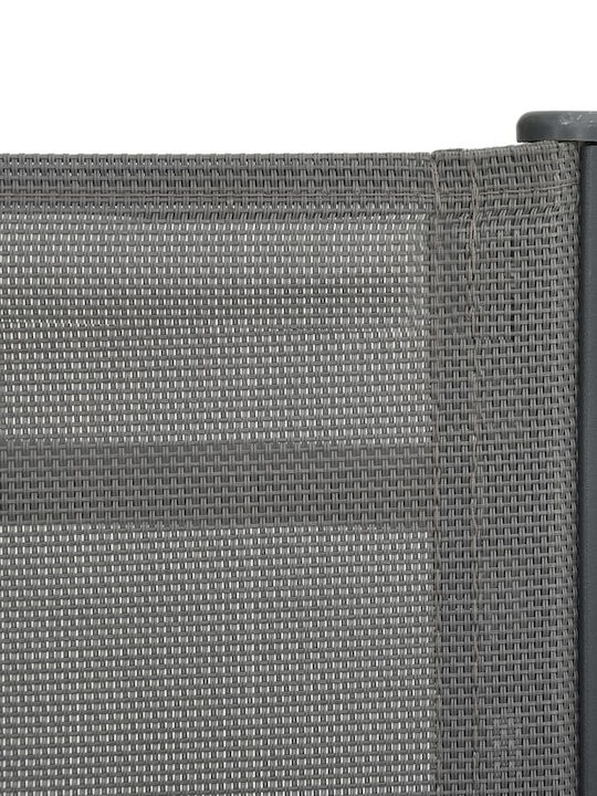 Șezlong Metal cu Țesătură Textilene Gri 2 Bucăți 180.5x53x32.5cm