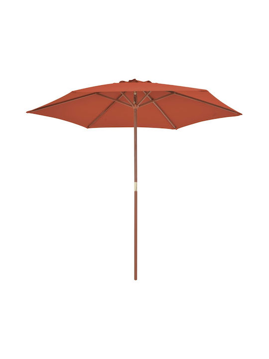 Circular Wooden Orange Garden Parasol Φ2.7m