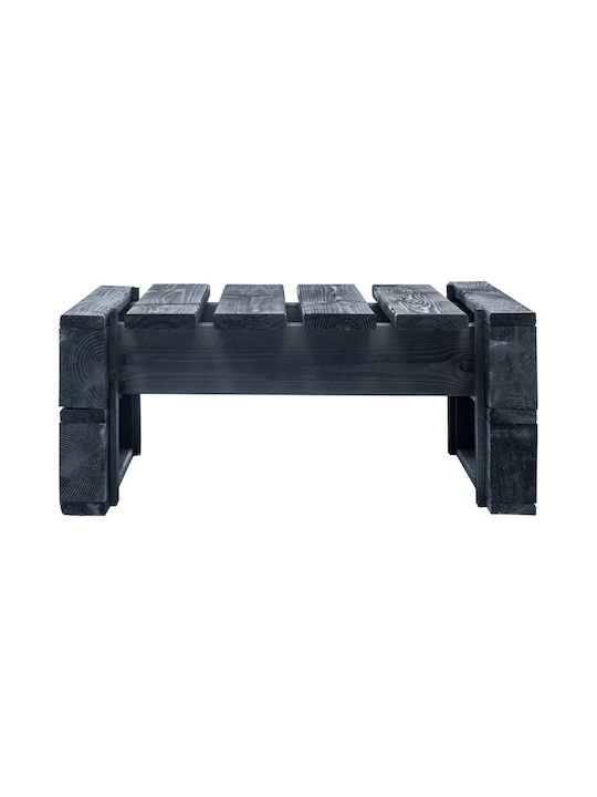 Hölzernes Außenbereich-Hocker Würfel mit Kissen Schwarz / Blau 60x60x25cm