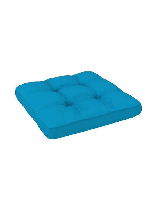 Hölzernes Außenbereich-Hocker Würfel mit Kissen Melly / Himmelblau 60x60x25cm