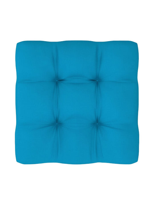 Hölzernes Außenbereich-Hocker Würfel mit Kissen Melly / Himmelblau 60x60x25cm