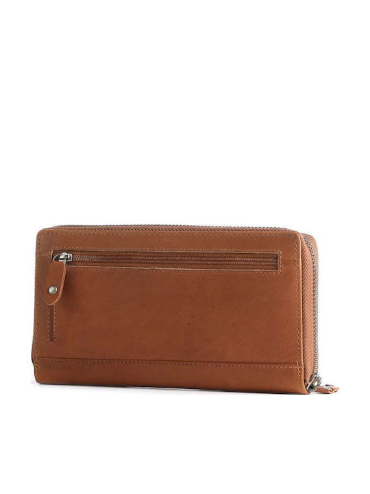 Large Leather Women's Wallet Classic with RFID Tabac Brown