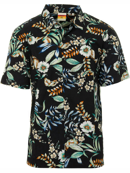 Hawaiian Box Men's Shirt Short Sleeve Cotton Floral Multicolour