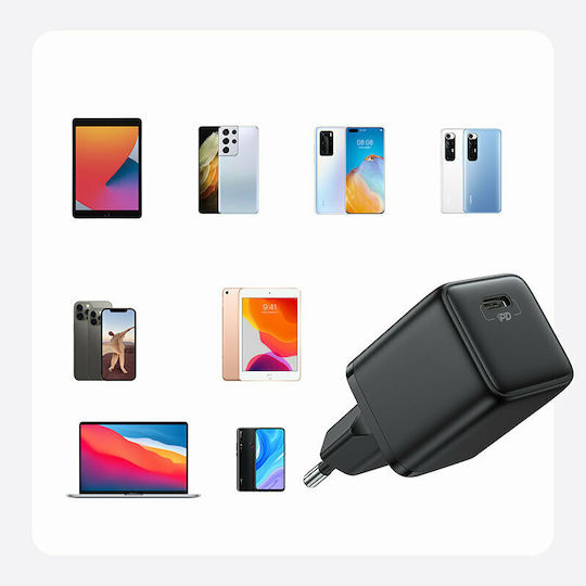 Joyroom Φορτιστής με Θύρα USB-C και Καλώδιο USB-C 25W Power Delivery Μαύρος (L-P251)