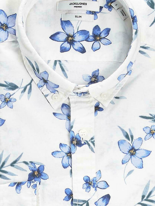 Jack & Jones Herrenhemd Langärmelig Blumen Cloud Dancer