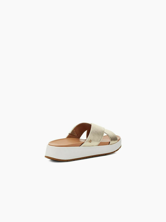 Leather Crossover Women's Sandals Gold
