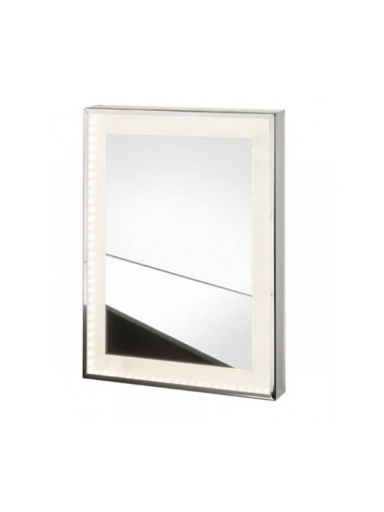 Karag Ld-cs Rectangular Bathroom Mirror Led made of Stainless Steel 50x70cm Gray