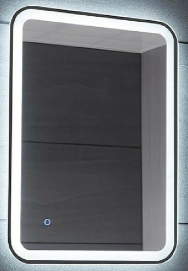 Gloria Rolan Ορθογώνιος Καθρέπτης Μπάνιου Led Αφής 60x80cm Μαύρος