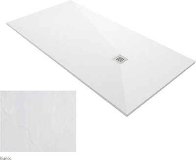 Karag Pietra Bianco Ορθογώνια Ντουζιέρα Τεχνητής Πέτρας 90x170cm
