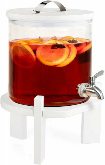 Navaris Glass Vase Beverage Dispenser with Spigot White 5lt