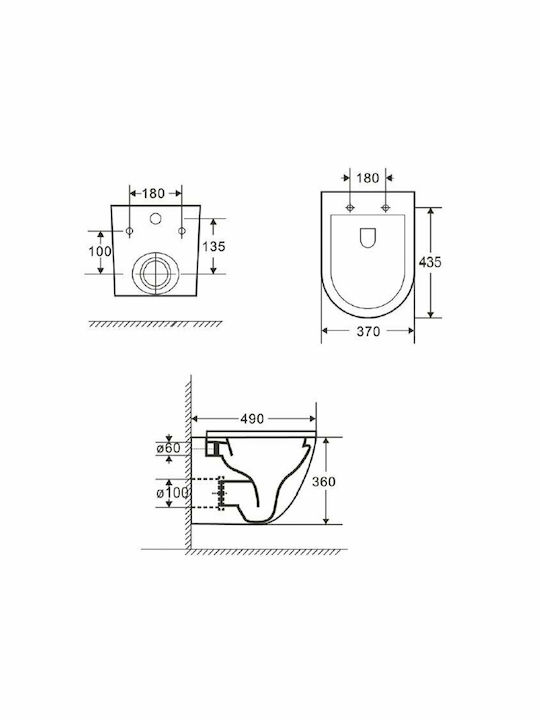 Karag Milos Rimless Wall-Mounted Toilet that Includes Slim Cover Gray
