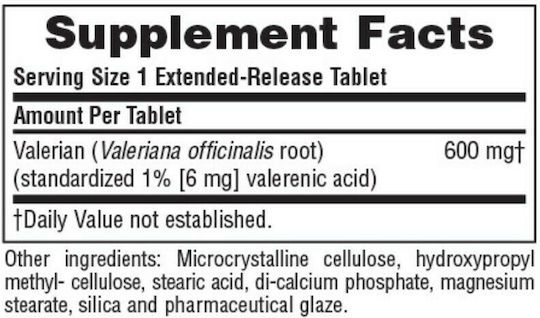 Nature's Plus Herbal Actives Valerian Extended Release 600mg 30 ταμπλέτες