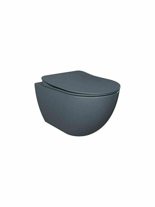Creavit Free Λεκάνη Κρεμαστή Rimless με Slim Κάλυμμα Duroplast Soft Close Anthracite