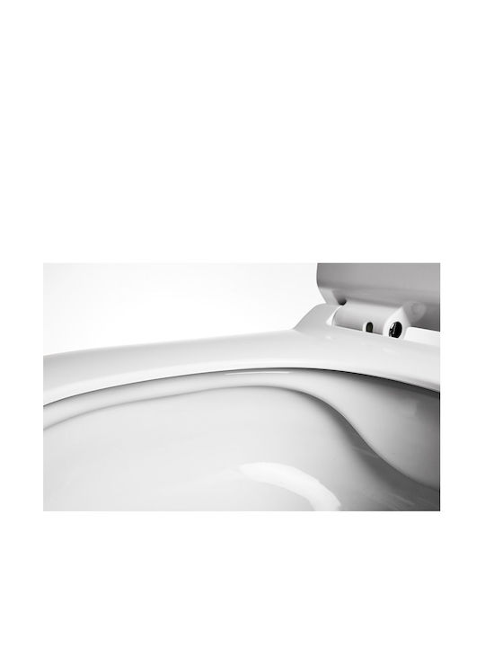 Creavit Free Rimless Wall-Mounted Toilet that Includes Slim Soft Close Cover Duroplast White Matt