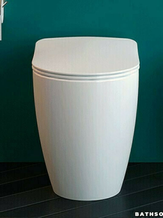 Creavit Free Stehende Toilette mit Schlank Deckel Sanftes Schließen Weiße