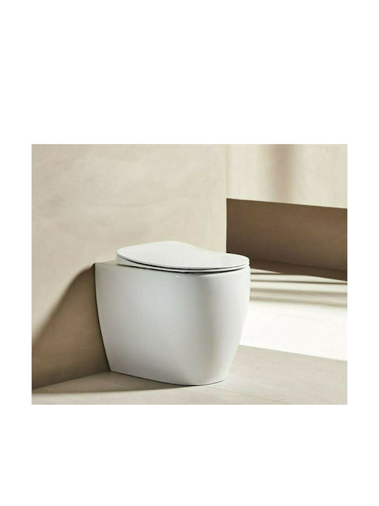 Creavit Free Stehende Toilette mit Schlank Deckel Sanftes Schließen Weiße