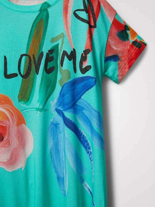 I Love Me Rochie pentru Copii Mâneca scurta Turcoaz