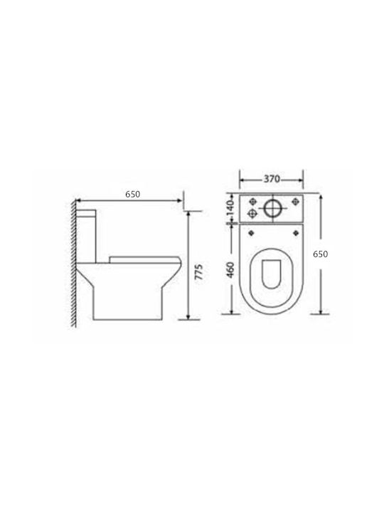 Tema Λεκάνη Δαπέδου Rimless με Καζανάκι με Κάλυμμα Thermoplast Soft Close Λευκή