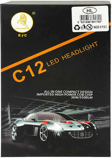 Carner Lamps Car H3 C12 5500lm LED 6000K Cold White 12-24V 36W 2pcs