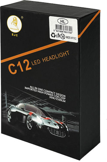 Carner Lamps Car H3 C12 5500lm LED 6000K Cold White 12-24V 36W 2pcs
