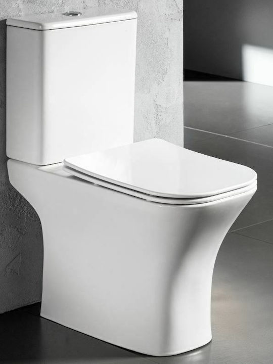 Ceramita Storm Toaletă de podea Sifon Inferior Fără margine cu sistem de descărcare cu Capac Închidere lentă Albă Ceramita Storm Toaletă de podea Sifon Inferior Fără margine cu sistem de descărcare cu Capac Închidere lentă Albă