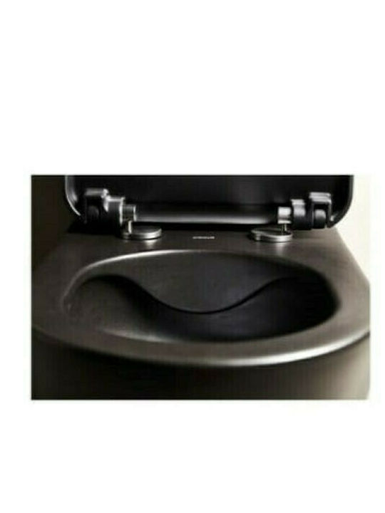 Creavit Free Wandhängende Toilette Randlos mit Schlank Deckel Duroplast Sanftes Schließen Schwarz Matt