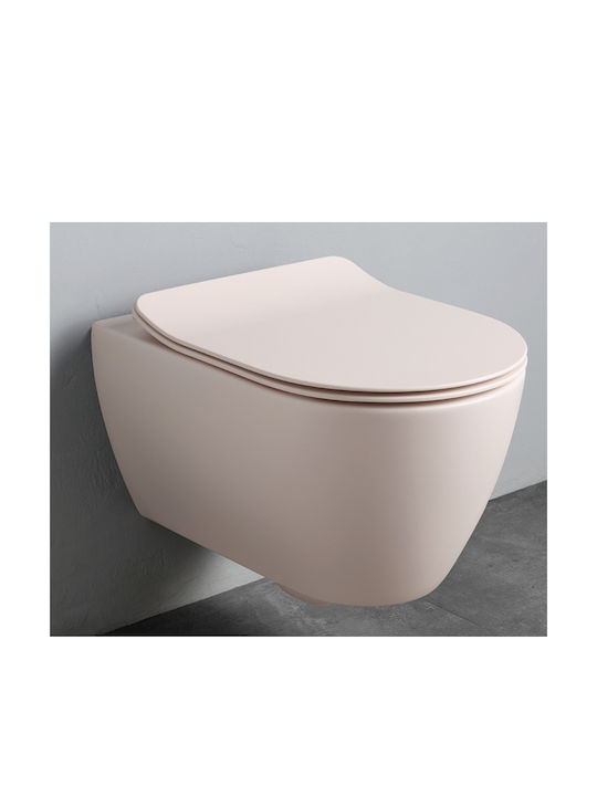 Scarabeo Moon Wandhängende Toilette Randlos mit Schlank Deckel Sanftes Schließen altrosa