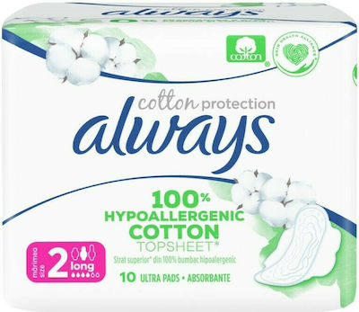 Always Cotton Protection Hygienepads mit Flügeln für Normaler Fluss 4 Tropfen Größe 2 10Stück Ultra lang