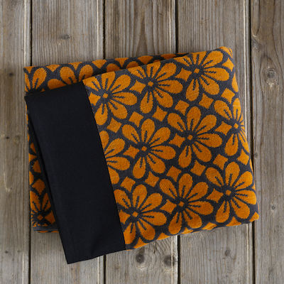 Nima Jacquard Prosop de Plajă Bumbac Black-Orange 160x90cm.