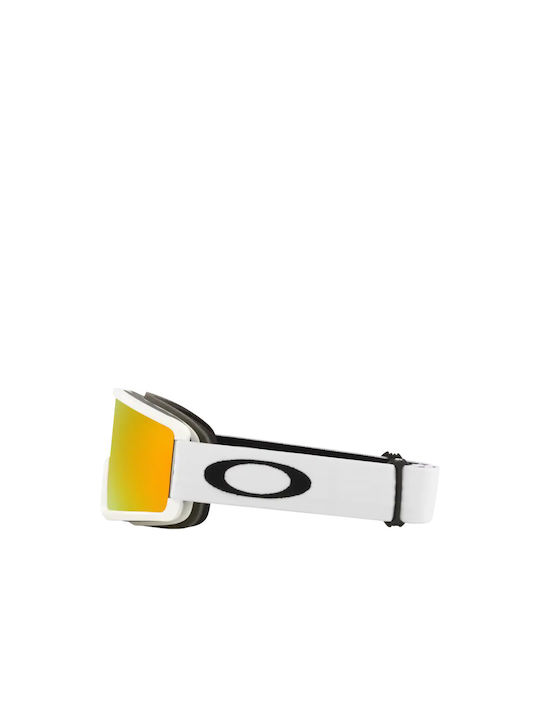 Oakley Target Line Μάσκα Σκι & Snowboard Ενηλίκων Λευκή με Φακό Καθρέπτη σε Πορτοκαλί Χρώμα