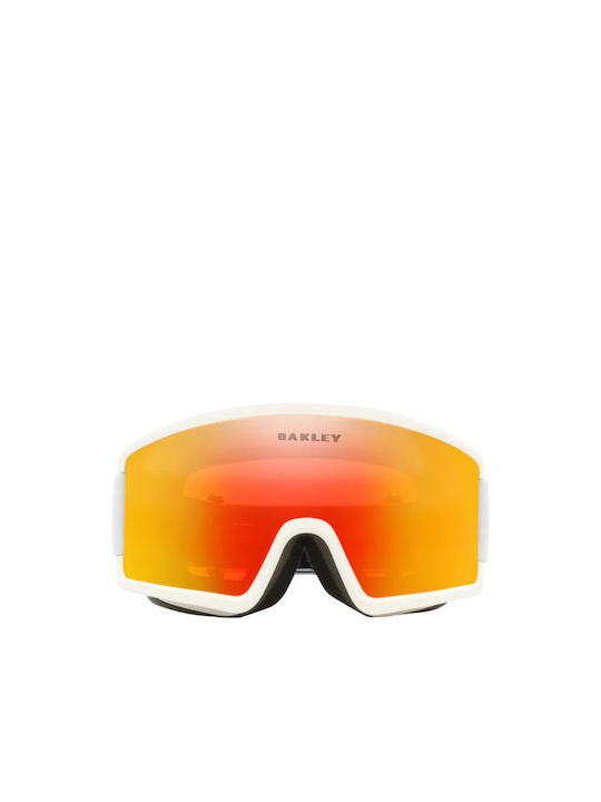Oakley Target Line Μάσκα Σκι & Snowboard Ενηλίκων Λευκή με Φακό Καθρέπτη σε Πορτοκαλί Χρώμα