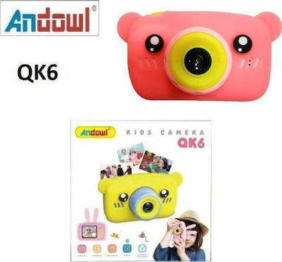 Andowl QK6 Bear Compact Φωτογραφική Μηχανή 10MP με Οθόνη 2" Ροζ