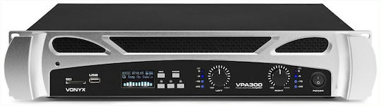Vonyx VPA300 Leistungsverstärker PA-Verstärker 2 Kanäle 150W/4Ω 100W/8Ω und USB/Bluetooth-Anschlüssen in Schwarz Farbe