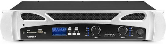 Vonyx VPA600 Leistungsverstärker PA-Verstärker 2 Kanäle 300W/4Ω mit Kühlungssystem und USB/Bluetooth-Anschlüssen in Schwarz Farbe