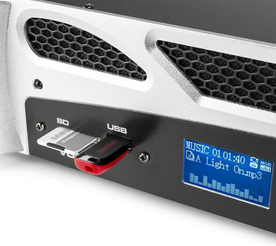 Vonyx VPA600 Leistungsverstärker PA-Verstärker 2 Kanäle 300W/4Ω mit Kühlungssystem und USB/Bluetooth-Anschlüssen in Schwarz Farbe