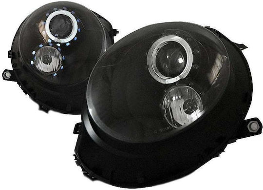Carner Front Lights Angel Eyes for Mini Cooper R55/56/57/58/59 Black with Motor 2006-2013 2pcs