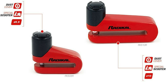 Radikal RK510R Motorrad-Bremsscheibenschloss Rot Farbe