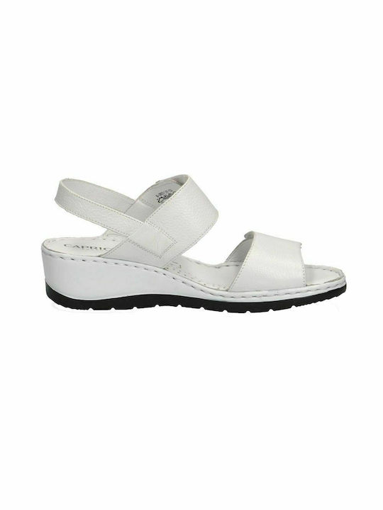 Caprice Anatomic Women's Leather Ankle Strap Platforms White