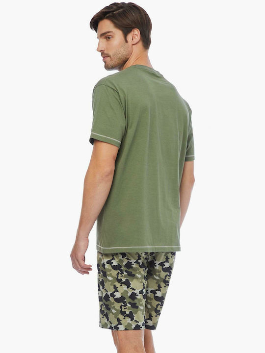 Minerva Men's Summer Cotton Pajamas Set Green