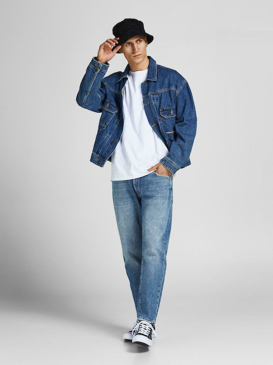 Frank Men's Cropped Jeans Pants With Regular Tapered Fit Blue