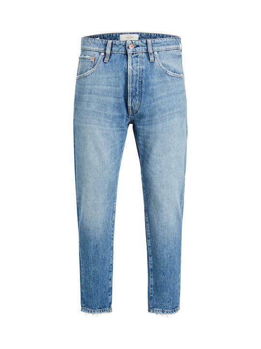Frank Men's Cropped Jeans Pants With Regular Tapered Fit Blue