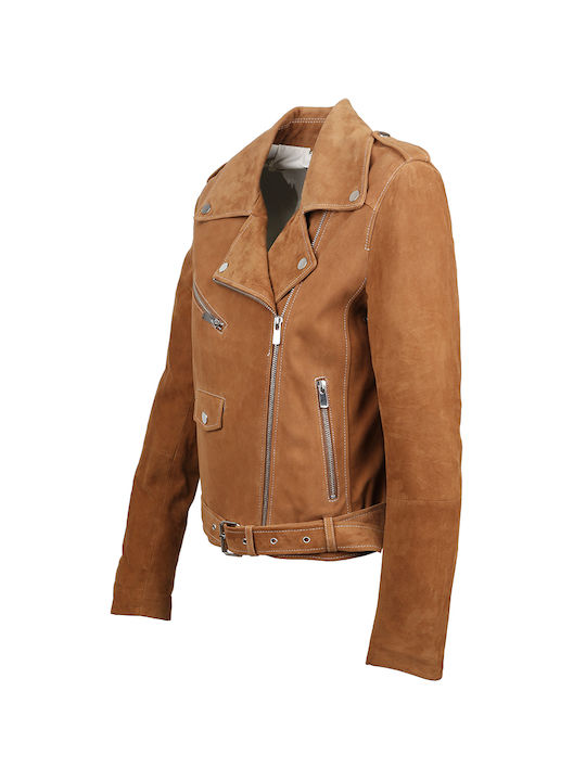 Leather beaver jacket KYLIE3 Camel